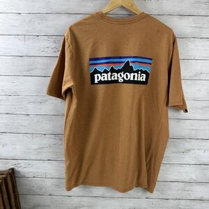 Patagonia T-shirt Short Sleeve Men's Size XL Regular Fit Back Logo Orange